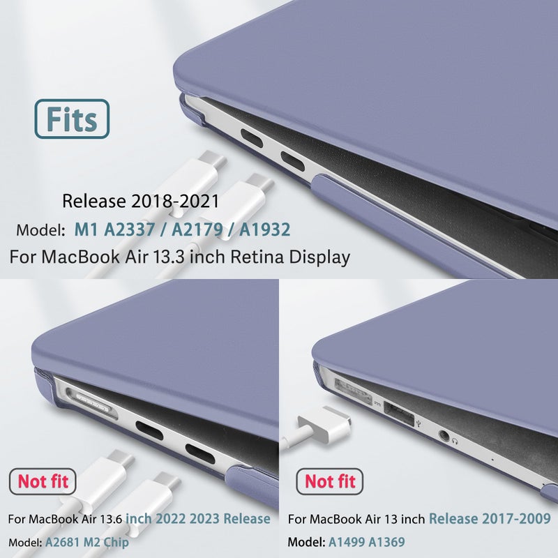 May Chen Compatible with New MacBook Air 13 inch Case 2021 2020 2019 2018 Model: M1 A2337 A2179 A1932, Plastic Hard Shell Case for Mac Air 13 inch with Retina Display Fits Touch ID, Lavender Gray - Image 3